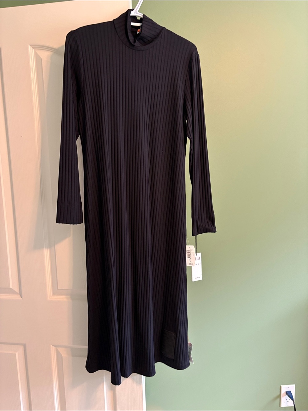 Marc Cain Black Ribbed Long Sleeve Mock Neck Dress never worn